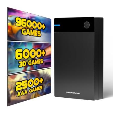 Imagem de Kinhank Disco rígido retrô para jogos HDD 12T com mais de 96000 jogos clássicos, inclui mais de 6000 jogos 3D, USB 3.0, disco rígido externo portátil de 12 TB para Win 7/8/10/11