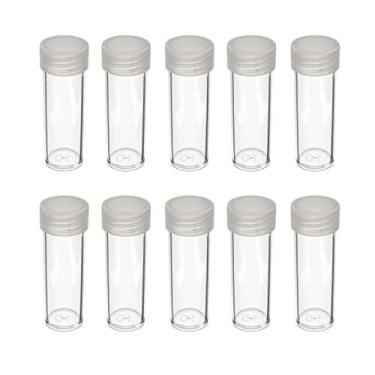 Imagem de DOMAGRON Coin Storage Tubes, Round Clear Plastic w/ Screw-on Tops for Dimes (Quantity of 10 tubes)