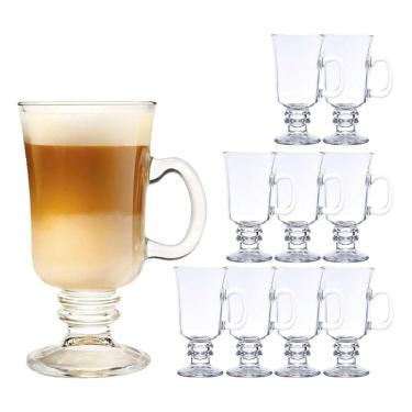 Imagem de Jogo 10 Taças De Cappuccino Café Caneca Dolce Gusto Nespresso Vidro Transparente 250ml Lyor