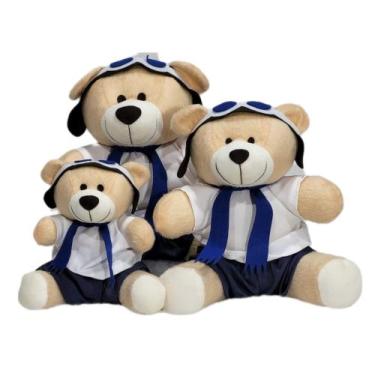 Imagem de Trio Ursinhos Aviador Menino Decoração Nichos 15cm-20cm-24cm Decoração