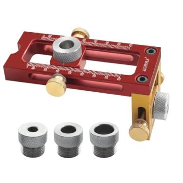 Imagem de Gabarito de parafuso ajustável 2 em 1 kit de guia de broca de cavilha cruzada para marcenaria perfurador localizador de furo de bolso (conjunto A)