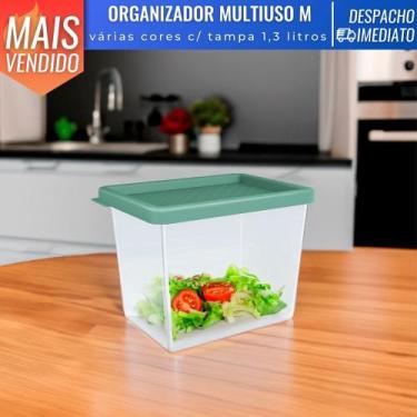 Imagem de Pote Organizador Geladeira Multiuso Com Tampa 1,3l Plástico Cozinha Po