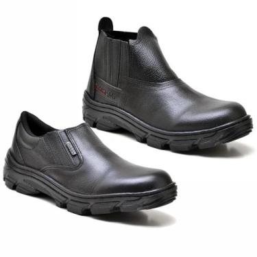 Imagem de Botina Segurança Couro + Sapato Unissex EPI CA Trabalho - Rubim Calçad