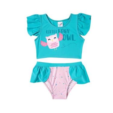 Imagem de Biquíni Bebê Cropped com Manga Babadinhos Tip Top 5121, Verde, 1, Femi