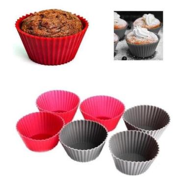 Imagem de 6 Mini Formas Cupcake Coração ou Redondo Silicone Muffin - Clink, Redo