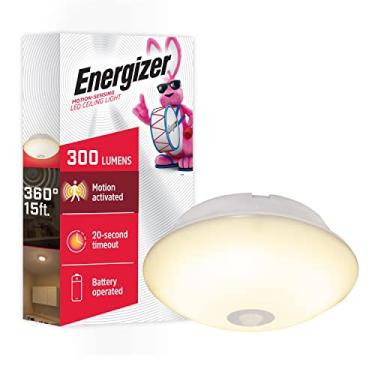 Imagem de Energizer LED ativado, operado a bateria, 300 lúmens, sem fio, 4,5 m sensor de movimento, para lavanderia, armários e mais, luz de teto 39677, 1 pacote, branca
