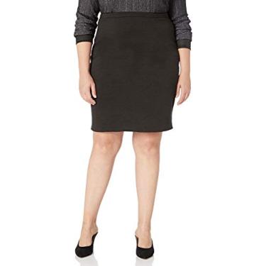 Imagem de Star Vixen Saia lápis feminina clássica elástica na altura do joelho, Preto, GG