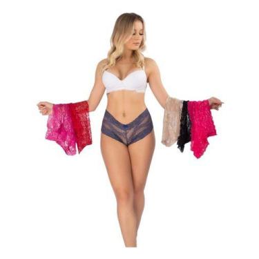 Imagem de Conjunto 10 Calcinhas De Renda Caleçon Lingerie C64 - Fanáticos Por Ci