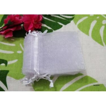 Imagem de 100 saquinhos de organza Fita Cetim Branco 8X11 - OKABOX