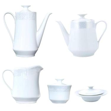 Imagem de Jogo Chá 5 Peças Arabesco Luxo Metalizada Porcelana Schmidt - Porcelan