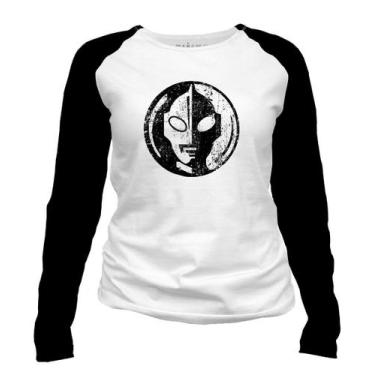 Imagem de Camiseta manga longa feminina - Ultraman - DASANTIGAS, Branco, Preto, 