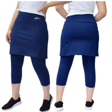 Imagem de Saia Capri Bolso Alta Compressão Moda Fitness Evangélica Proteção UV+ 