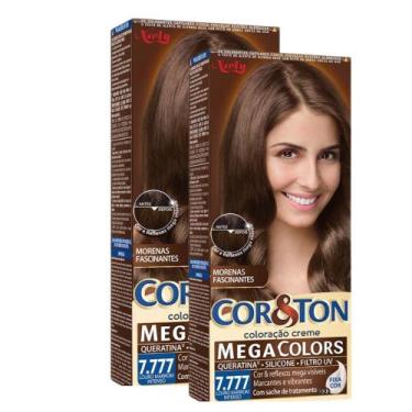 Imagem de Kit 2 Coloração Niely Cor&Ton Louro Marrom Intenso 7777 - Cor & Ton