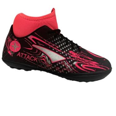 Imagem de Chuteira Society Cano Alto Botinha - Sport Systen, Preto, Pink, 39