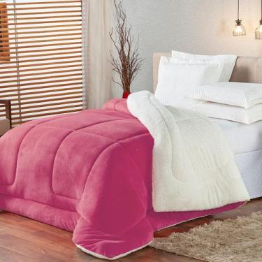 Imagem de Coberdrom Edredom Sherpa solteiro Pele de Carneiro Pink - Casa Home