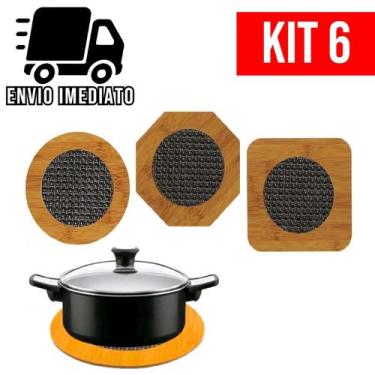 Imagem de Descanso de Panela Bambu Porta Panela e Travessa para Mesa Cozinha - R