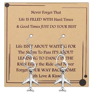 Imagem de Brinco de avião, presente de aviação, aeromoça, joias para amantes de avião, presente para comissários de bordo e viajantes, LITTLE, Aço inoxidável, Nada