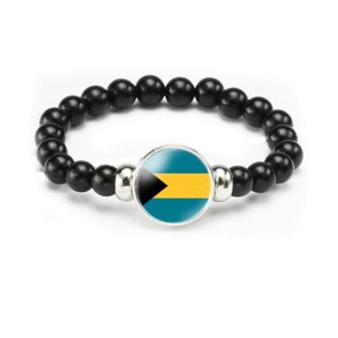 Imagem de vmcoatdu Pulseira de bandeira nacional com contas de corda elástica apoia seu país viagem lembrança presentes para homens e mulheres, One size, Liga metálica, Vidro