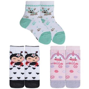 Imagem de Kit de Meia Infantil fofura 3 Pares - Meias Sene