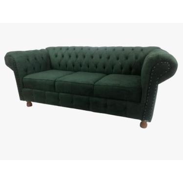 Imagem de Sofá Chesterfield Luiz XVCapitonê 2,30m Suede Verde Musgo SALA/RECEPÇÃ