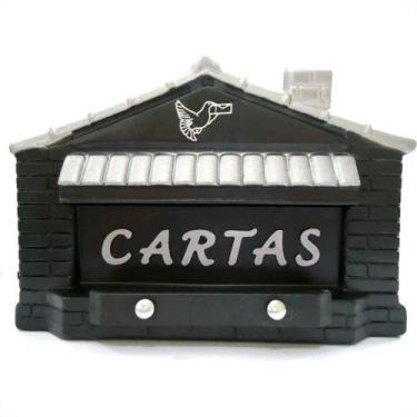 Imagem de Caixa Carta Power Plastica Gradil ''Casinha''Preta 23-1-Preta