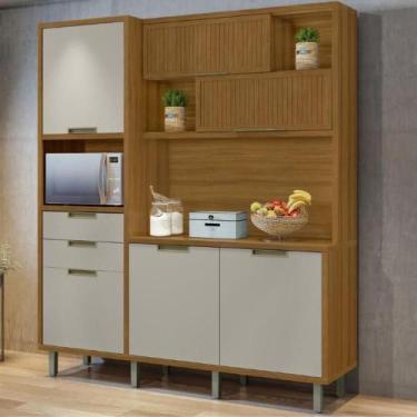 Imagem de Cozinha Compacta 6 Portas 2 Gavetas 3 Nichos 100% MDF - Faura, Nature/