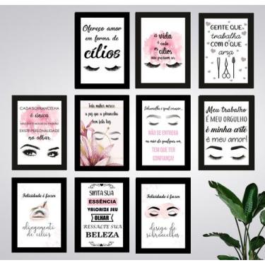Imagem de Kit 10 Quadros Cílios Lash Design Sobrancelha Salão 21x15cm - CAMALEÃO