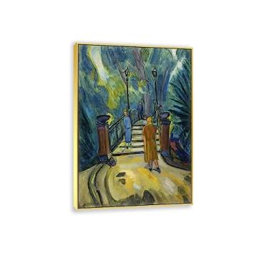 Imagem de JZSDGB Ponte no Tiergarten, Berlim por Martin Bloch impressões - reprodução de pintura a óleo famosa em tela - pintura abstrata em tela imagem de arte de parede para decoração de casa 80 x 110 cm (31