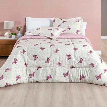 Imagem de Kit Edredom Queen 3 Peças Avere Micro Percal 200 Fios Dupla Face (Borboletas)