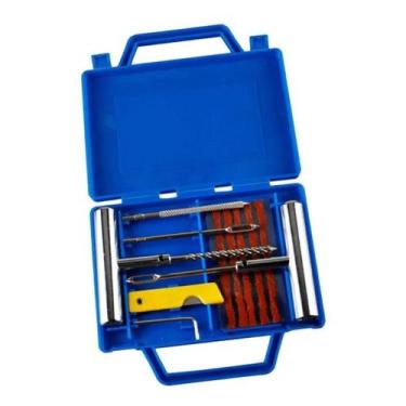 Imagem de Kit Reparo Pneus Metal Macarrão Carro Moto Maleta C/12 Peças - I.D.E.A