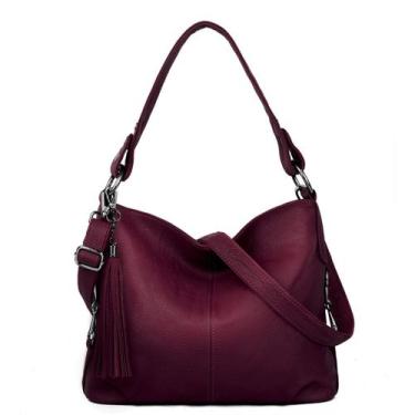 Imagem de Bolsa Hobo de Couro Genuíno YALUXE - Bolsa de Ombro para Mulheres