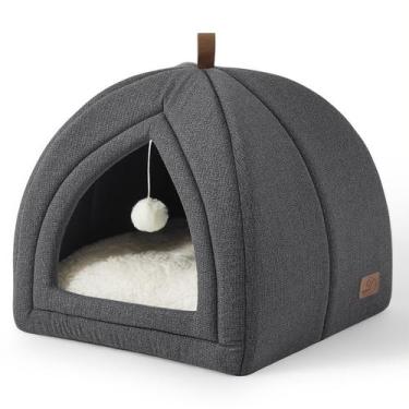 Imagem de Tenda e Cama para Gato Bedsure 2 em 1 - Com Travesseiro Cinza Escuro
