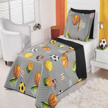 Imagem de Cobre Leito Infantil Futebol Cinza Enxovais Aquarela 2 peças, 2 Peças