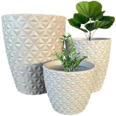 Imagem de Kit 03 Vasos Polietileno Berliam Gold Decorativos p/Plantas, Jardins e
