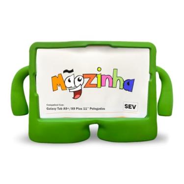 Imagem de Capa Infantil Compatível Com Tablet Galaxy A9 Plus Tela 11 - Capinha Mãozinha Borracha, Case Anti Impacto Shock (Verde)