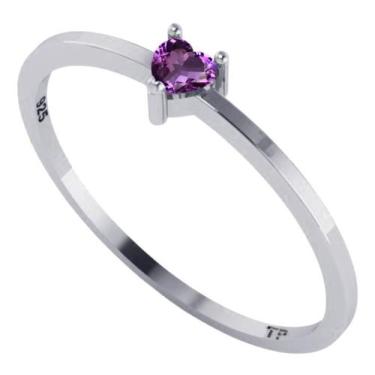 Imagem de Anel Solitário Ametista Coração Prata 925 - Exclusivo - Tudo Prata, 25