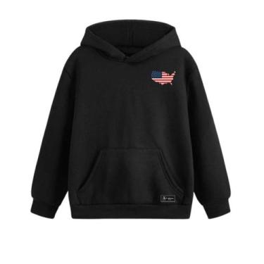 Imagem de Blusão Moletom Canguru Eua Infantil Personalizado com Capuz e Bolso - 