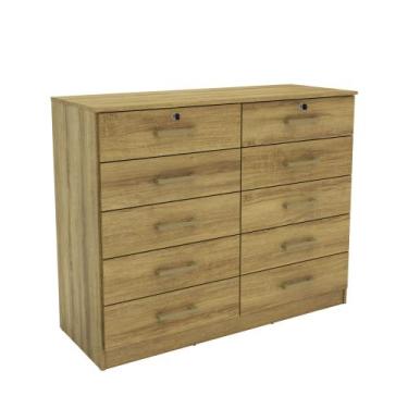 Imagem de Cômoda Londres Mademovel 10 Gavetas 2 Chaves Mel - ClickCasa