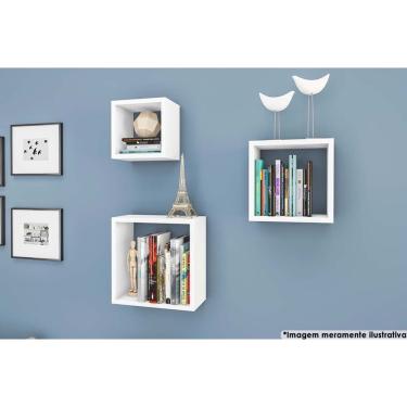 Imagem de Cubo Decorativo Sala Estar Nicho Triplo am 3078 Branco - Movelbento