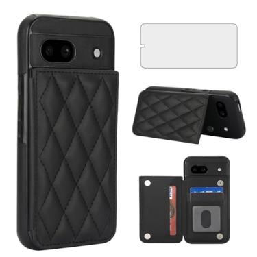 Imagem de Asuwish Capa de celular para Google Pixel 8A capa carteira com protetor de tela de vidro temperado e suporte de cartão de crédito RFID de couro com compartimento para suporte, acessórios robustos para