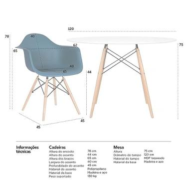 Imagem de Loft7, Mesa redonda Eames 120 cm + 4 cadeiras Eiffel DAW