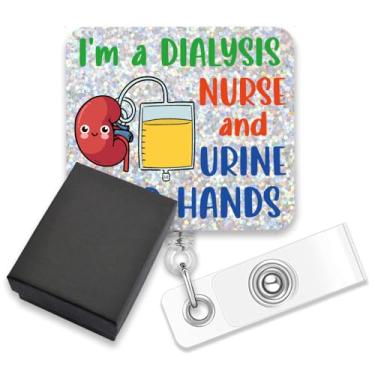 Imagem de AGMDESIGN Carretel de crachá retrátil retrátil I'm A Dialysis Nurse and Urine Good Hands, carretel de crachá de urologia para enfermeira de diálise, urologista, presentes de formatura para estudantes