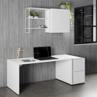 Imagem de Escrivaninha 1,7m c/ Balcão Lateral Nicho e Armário Aéreo F5 - F5 Offi