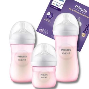 Imagem de Kit Mamadeira Philips Avent Pétala Rosa 125 260 330 Ml Bico 0 a 6m