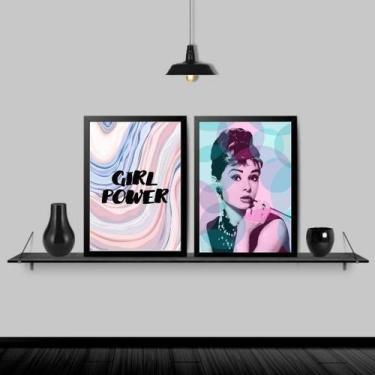 Imagem de Kit 2 Quadros Audrey Girl Power 33X24Cm Moldura Preta - Quadros On-Lin