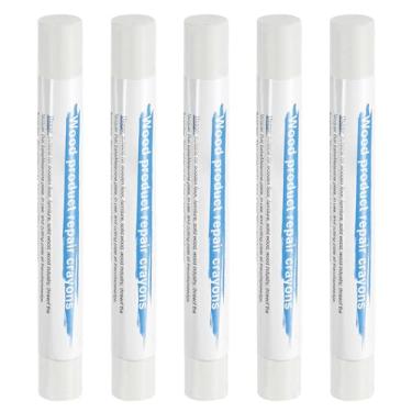 Imagem de HARFINGTON 5 peças de bastões de enchimento de madeira, cera de madeira, retoque de móveis, gizes de cera de reparo para madeira, branco médio