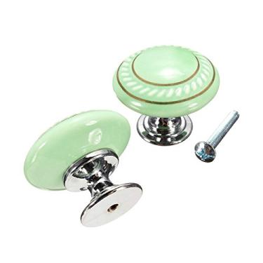 Imagem de Puxador de porta de cerâmica em formato redondo verde, puxador para quarto das crianças, puxadores de decoração excelente e divertida para armário/armário/guarda-roupa/gaveta/banheiro, 7 cores