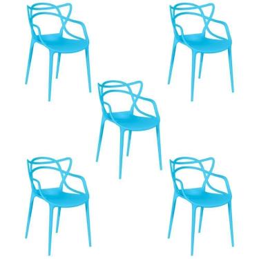 Imagem de Kit 5 Cadeiras Allegra Empilhável Com Inmetro Magazine Decor - Azul