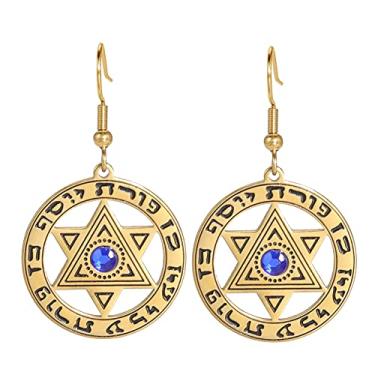 Imagem de Brincos de estrela de Davi Megan Star Israel Hebraico com pingente feminino vintage joias judaicas, Medium, Aço inoxidável, Sem pedra preciosa
