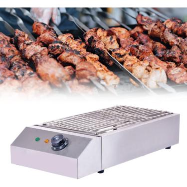 Imagem de Tabela elétrica Griddle, churrasco portátil elétrico churrasqueira churrasqueira churrasqueira coberta com bandeja de gotejamento e temperatura cheia de água, churrasqueira de kebab, grade s